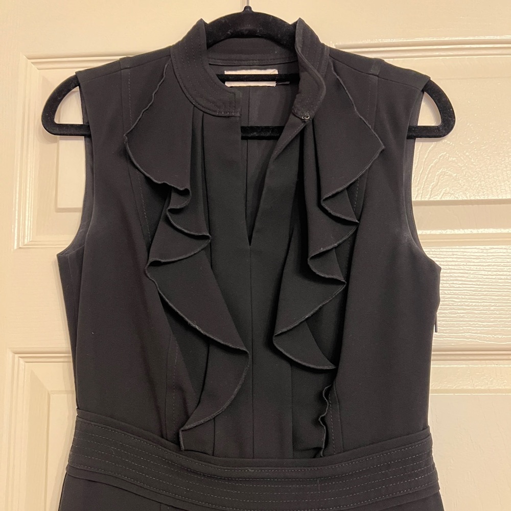 Tory Burch Black Shift Work Dress with Ruffle Front 2